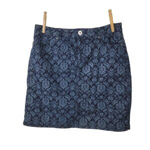 Christopher Banks Skort Sz 6 Skirt Blue Jean Denim Shorts Casual Stretch Floral
